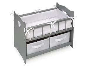 badger basket girls two basket doll crib (fits american girl dolls), gray/white badger basket girls two basket doll crib (fits american girl dolls), gray/white
