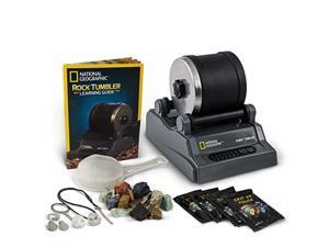 national geographic hobby rock tumbler kit - includes rough gemstones, 4 polishing grits, jewelry fastenings and detailed learn