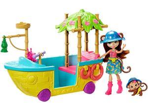 enchantimals junglewood boat & merit monkey doll