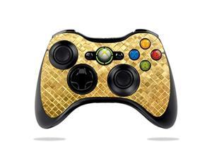 mightyskins skin compatible with microsoft xbox 360 controller - gold tiles | protective, durable, and unique vinyl decal wrap