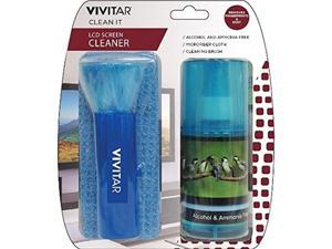 vivitar lcd cleaning kit with alcohol free cleaning fluid, micro fiber cloth and cleaning brush