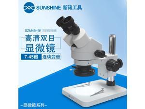 Sunshine SZM7045-B1 zoom 1:6.4 7X-45X Stereo Microscope for Mobile Phone Repair PCB Inspection Soldering Industrial Microscope
