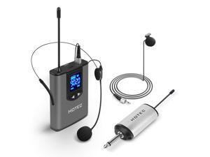 Hotec UHF Wireless Headset Microphone/Lavalier Lapel Mic with Bodypack Transmitter and Mini Rechargeable Receiver 1/4" Output, for Live Performances, Support Phone Hotec UHF Wireless Headset Microphone/Lavalier Lapel Mic with Bodypack Transmitter and Mini Rechargeable Receiver 1/4" Output, for Live Performances, Support Phone