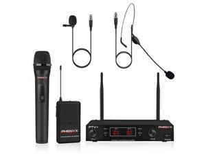 Wireless Microphone System, Phenyx Pro VHF Cordless Mic Set with 1 Handheld+1 Headset+1 Lapel+1 Bodypack, Stable Signal, Long Range, Best for Presentation, Interview, Church, Wedding,Events (PTV-1B) Wireless Microphone System, Phenyx Pro VHF Cordless Mic Set with 1 Handheld+1 Headset+1 Lapel+1 Bodypack, Stable Signal, Long Range, Best for Presentation, Interview, Church, Wedding,Events (PTV-1B)