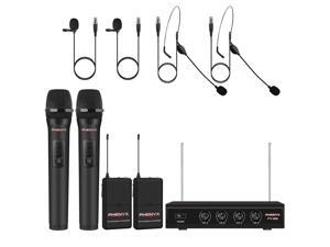 Wireless Microphone System, Phenyx Pro 4-Channel VHF Wireless Microphone Set with 2 Handhelds/2 Bodypacks/2 Lapels/ 2 Headset, Metal Receiver, Ideal for Church, Meeting, Conference(PTV-2000B) Wireless Microphone System, Phenyx Pro 4-Channel VHF Wireless Microphone Set with 2 Handhelds/2 Bodypacks/2 Lapels/ 2 Headset, Metal Receiver, Ideal for Church, Meeting, Conference(PTV-2000B)
