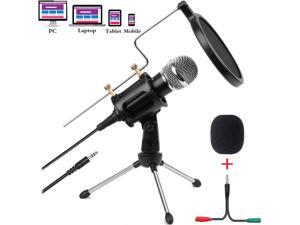 Condenser Microphone for Computer Studio Recording Podcast Microphone with Pop Filter 3.5mm Plug and Play PC Phone Microphone for Skype YouTube Voice Overs Gaming Mic Condenser Microphone for Computer Studio Recording Podcast Microphone with Pop Filter 3.5mm Plug and Play PC Phone Microphone for Skype YouTube Voice Overs Gaming Mic