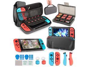 Switch Accessories Bundle, innoAura 11 in 1 Accessories Kit with Carrying Case, Game Card Slot Holder, TPU Cover, Joy Con Covers, Thumb Caps, Tempered Glass Screen Protectors for Nintendo Switch Switch Accessories Bundle, innoAura 11 in 1 Accessories Kit with Carrying Case, Game Card Slot Holder, TPU Cover, Joy Con Covers, Thumb Caps, Tempered Glass Screen Protectors for Nintendo Switch