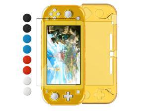Crystal Clear Cover Case for Switch Lite, Ultra Slim Clear Hard PC Protective Case for Nintendo Switch Lite with a Glass Screen Protector and 8 Thumb Grips Caps(Yellow) Crystal Clear Cover Case for Switch Lite, Ultra Slim Clear Hard PC Protective Case for Nintendo Switch Lite with a Glass Screen Protector and 8 Thumb Grips Caps(Yellow)