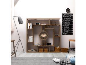 Decorotika Labrina 53" Tall Geometric Modern Bookcase, Bookshelf with Color Options - Walnut Decorotika Labrina 53" Tall Geometric Modern Bookcase, Bookshelf with Color Options - Walnut