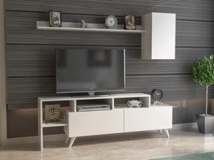 Decorotika Polo 58’’ Wide Modern TV Stand and Entertainment Center with Cabinets, Open and Wall Shelves for TVs up to 65'' - White Decorotika Polo 58’’ Wide Modern TV Stand and Entertainment Center with Cabinets, Open and Wall Shelves for TVs up to 65'' - White