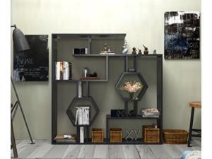Decorotika Tamara 53" Tall Modern Geometric Bookcase with Two Hexagon Honeycomb Open Shelves in Various Color Options - Black Decorotika Tamara 53" Tall Modern Geometric Bookcase with Two Hexagon Honeycomb Open Shelves in Various Color Options - Black