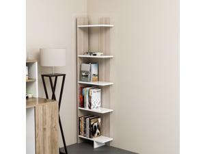 Decorotika Alice 67" Tall Modern Corner Unit Manufactured Wood Bookcase/Bookshelf with Various Color Options
