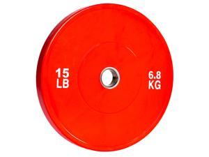 PRISP Olympic Rubber Bumper Plate - 15lb Weight Plate with 2-Inch Stainless Steel Insert