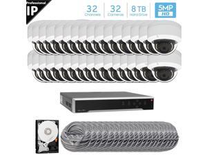Hikvision 32 Channel 4K 8MP (3840×2160) H.265+ IP PoE NVR Security Camera System with 32 x Outdoor/Indoor 5MP Dome Security Cameras, 2TB