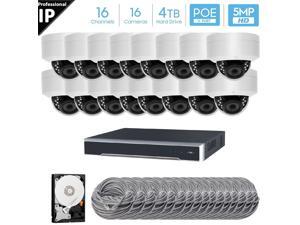 Hikvision 16 Channel 4K 8MP (3840×2160) H.265+ IP PoE NVR Security Camera System with 16 x Outdoor/Indoor 5MP Dome Security Cameras, 4TB