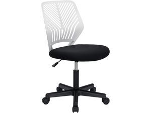 BOSSIN Desk Office Chair for Kids Teens Computer Mesh Chair with Low-Back Armless Adjustable Swivel Ergonomic Home Office Student Chair Black White