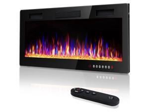 BOSSIN 36 inch Ultra-Thin Electric Fireplace Inserts in-Wall Recessed and Wall Mounted Fireplace,Linear Fireplace with Multicolor Flame,Timer,Low Noise,750/1500W,Touch Screen & Remote Control