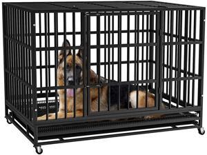 BOSSIN Heavy Duty Dog Crate cage,Extra Large Dog Crate Kennel,Indestructible high Anxiety Dog Crate,Easy to Assemble, XXL Large Dog Crate for Outdoor and Indoor with Removable Tray
