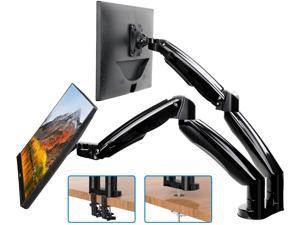HUANUO Dual Monitor Mount Stand Each Arm Hold up to 26.4 lbs - Long Double Arm Gas Spring Monitor Desk Mount for 2 Screens 22 to 35 Inch Height Adjustable VESA Bracket with Clamp, Grommet Base