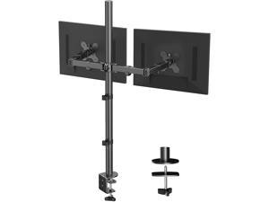 HUANUO Dual Monitor Stand with Extra Tall Pole 39.37 inch, Fully Adjustable Monitor Mount, C Clamp & Grommet Mounting Base