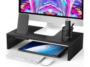 Monitor Riser Stand - 16.5 Inch Desk Organizer Stand for Laptop Computer, Desktop Printer Stand with Phone Holder and Cable Management, Versatile as Storage Shelf & Screen Holder