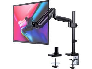 HUANUO Monitor Mount Stand - Adjustable Single Arm Desk VESA Mount with Clamp, Grommet Base, HDMI Cable for LCD LED Screens up to 32 inch, Gas Spring Articulating Full Motion Arm Holds up to 17.6lbs