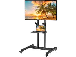 UL Certificated Rolling/Floor TV Cart Mobile TV Stand with Wheels for 32-70 inch LED LCD 4K Flat/Curved Screen TVs Height Adjustable TV Trolley with Shelf Up to 121 lbs Max VESA 600x400mm