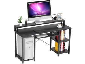 Computer Desk with Monitor Stand Storage Shelves Keyboard Tray,47" Studying Writing Table for Home Office (Black)