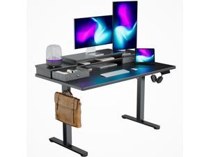 HUANUO Electric Standing Desk with Double Drawers, 48x24 Inches Adjustable Height Sit Stand Up Desk,Black