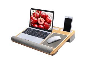 Lap Desk - Laptop Lap Desk with Wrist & Mouse Pad for Notebook, MacBook, Tablet, Laptop Stand with Tablet, Pen & Phone Holder, Fits up to 17” Laptop by HUANUO (Wood Grain)