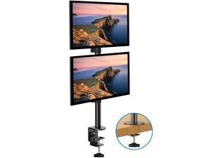 HUANUO Monitor Stand for 2 Monitors - Dual Stacking Screen Holder Desk Mount Fits Two 13 to 27 Inch LCD Displays with C Clamp, Grommet Base