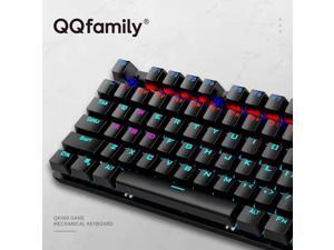 QQfamily mechanical keyboard QK900 ,Wired Cyan Switch,26-Key Anti-Ghosting Wired Keyboard with Surround Lighting