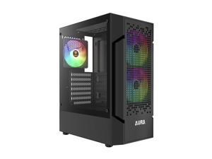 Gamdias AURA GC7 ARGB, pixel mesh with 3 ARGB 120mm fans with 5v 3pin sync, tempered glass side-panel, USB 3.0, ATX, slim 188mm wide.