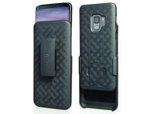 Aduro Galaxy S9 Case with Kickstand Belt Clip Holster, Combo Galaxy Case with Rotating Belt Clip Super Slim Shell Samsung Galaxy Belt Clip Case for Samsung Galaxy S9 (NOT PLUS) Cell Phone (2018) Black Aduro Galaxy S9 Case with Kickstand Belt Clip Holster, Combo Galaxy Case with Rotating Belt Clip Super Slim Shell Samsung Galaxy Belt Clip Case for Samsung Galaxy S9 (NOT PLUS) Cell Phone (2018) Black