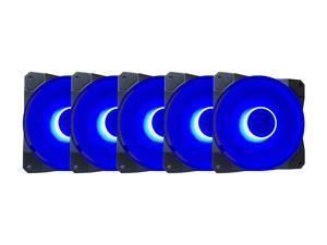 Apevia CO512L-BL Cosmos 120mm Blue LED Ultra Silent Case Fan w/ 16 LEDs & Anti-Vibration Rubber Pads (5 Pk)
