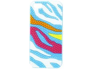 MyBat Colorful Zebra Skin Spike/Baby Pastel Skin Cover with Package for Apple iPhone 5S/5 - Retail Packaging - Blue