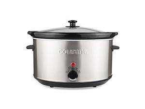 courant oval slow cooker crock, with easy options 8.5 quart dishwasher safe pot, stainless steel