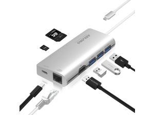 USB C Hub, Type C Adapter with HDMI 4K, SD/TF Card Reader, USB3.0, USB C, for MacBook Pro and More Type-C Devices (Silver- 8 in1 hub)