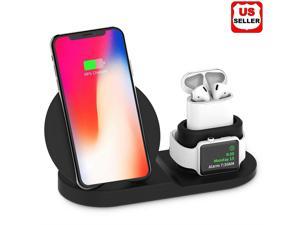 3in1 Qi Wireless Fast Charger Dock Stand For Apple Watch Airpods iPhone X Xs US