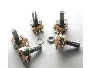 5PCS WH148 1K 2K 5K 10K 20K 50K 100K 250K 500K 1M ohm Linear Dual Rotary Potentiometer 15mm Shaft With Nuts And Washers 6Pin 5PCS WH148 1K 2K 5K 10K 20K 50K 100K 250K 500K 1M ohm Linear Dual Rotary Potentiometer 15mm Shaft With Nuts And Washers 6Pin