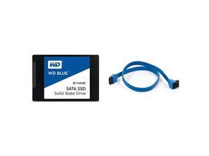 WD Blue 3D NAND 500GB PC SSD - SATA III 6 Gb/s, 2.5"/7mm - WDS500G2B0A & Monoprice 18-Inch SATA III 6.0 Gbps Cable with Locking Latch and 90-Degree Plug - Blue WD Blue 3D NAND 500GB PC SSD - SATA III 6 Gb/s, 2.5"/7mm - WDS500G2B0A & Monoprice 18-Inch SATA III 6.0 Gbps Cable with Locking Latch and 90-Degree Plug - Blue