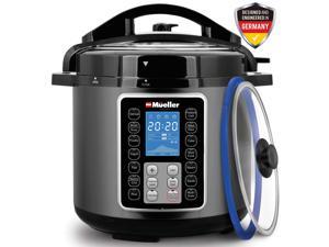 Mueller UltraPot 6Q Pressure Cooker Instant Crock 10 in 1 Pot with German ThermaV Tech, Cook 2 Dishes at Once, BONUS Tempered Glass Lid incl, Saute, Steamer, Slow, Rice, Yogurt, Maker, Sterilizer