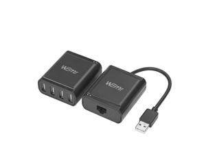 USB Extender, 4-Port USB 2.0 Ethernet Extender Hub Over Cat5/ Cat5e/ Cat6 Cable Connection up to 60Meters/196FT, RJ45 Lan Extension with Power Adapter for Logitech Webcam, Camera, Speakerphone USB Extender, 4-Port USB 2.0 Ethernet Extender Hub Over Cat5/ Cat5e/ Cat6 Cable Connection up to 60Meters/196FT, RJ45 Lan Extension with Power Adapter for Logitech Webcam, Camera, Speakerphone
