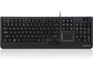 Perixx PERIBOARD-513II Wired USB Keyboard with Touchpad, Membrane Key Trackpad Keyboard with 10 Hot Keys, Black, Full US Layout
