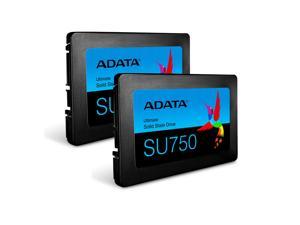 ADATA Ultimate Series SU750 256GB Each / QTY 2 - SATA III - 2.5" Internal Solid State Drive | Black/Green SSD | Up to 550MBps | 2 Pack Boot Drives Savings Bundle