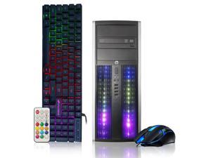 Gaming PC HP Desktop RGB Computer  Intel Quad I7 up to 3.8GHz + Radeon R9 370 4G GDDR5, 16GB RAM, 128G SSD + 2TB, RGB Keyboard & Mouse, WiFi&Bluetooth, DVD, W10P64 (Grade A)
