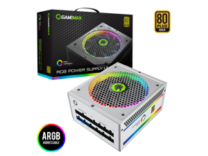 GMX RGB Power Supply, ATX Power Supply 850W Fully Modular 80+ Gold Certified with Addressable RGB Light, ATX 12V 2.31,14CM RGB Fan RGB-850 White GMX RGB Power Supply, ATX Power Supply 850W Fully Modular 80+ Gold Certified with Addressable RGB Light, ATX 12V 2.31,14CM RGB Fan RGB-850 White