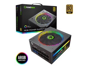 GMX RGB Power Supply, ATX Power Supply 850W Fully Modular 80+ Gold Certified with Addressable RGB Light 14CM RGB Fan