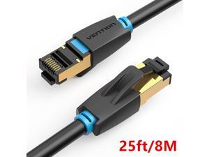 Cat 8 Ethernet Cable, Vention 26AWG Lastest 40Gbps 2000Mhz SFTP Patch Cord, Heavy Duty High Speed Cat8 LAN Network RJ45 Cable- in Wall, Outdoor, Weatherproof Rated for Router, Modem, Gaming - 25FT/8M Cat 8 Ethernet Cable, Vention 26AWG Lastest 40Gbps 2000Mhz SFTP Patch Cord, Heavy Duty High Speed Cat8 LAN Network RJ45 Cable- in Wall, Outdoor, Weatherproof Rated for Router, Modem, Gaming - 25FT/8M