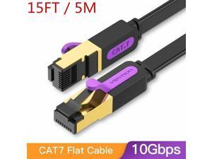 Cat7 Ethernet Cable, Vention Flat High Speed 10 Gigabit LAN Network Patch Cable with Clips, Faster Than Cat6 Cat5e, Shielded RJ45 Connectors for Xbox One, Switch, Router, Modem, Printer- Black/15ft Cat7 Ethernet Cable, Vention Flat High Speed 10 Gigabit LAN Network Patch Cable with Clips, Faster Than Cat6 Cat5e, Shielded RJ45 Connectors for Xbox One, Switch, Router, Modem, Printer- Black/15ft